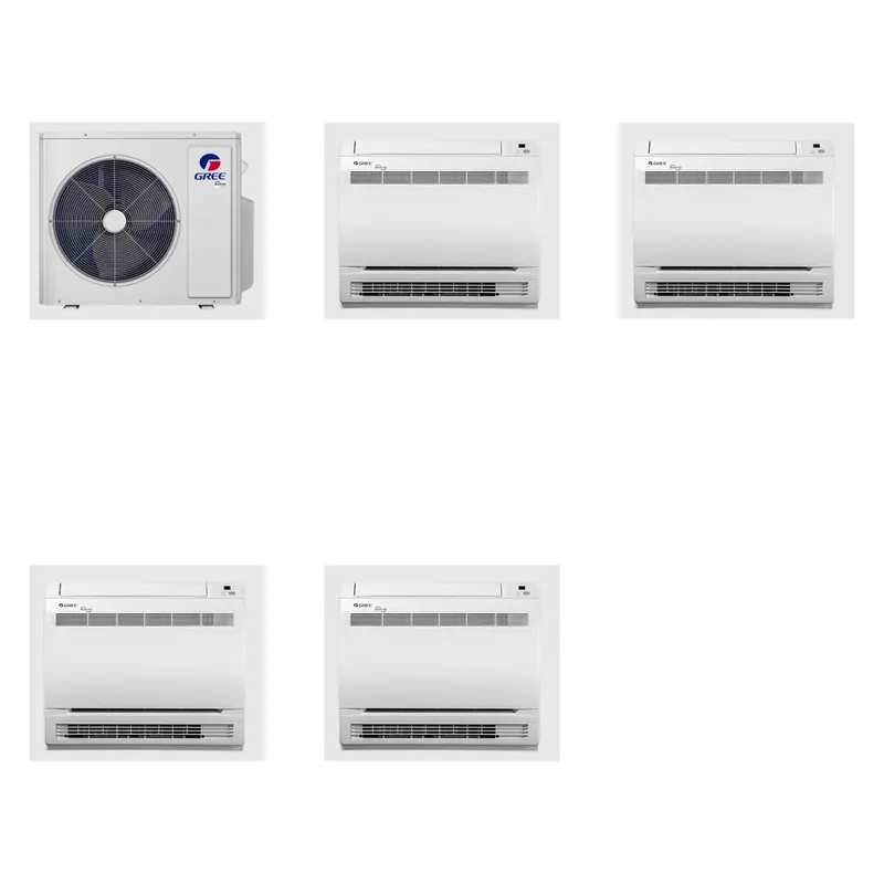 GREE 30000 BTU R-32 21 SEER2 4-Zone Ductless Mini Split Heat Pump System - 9K+9K+9K+12K