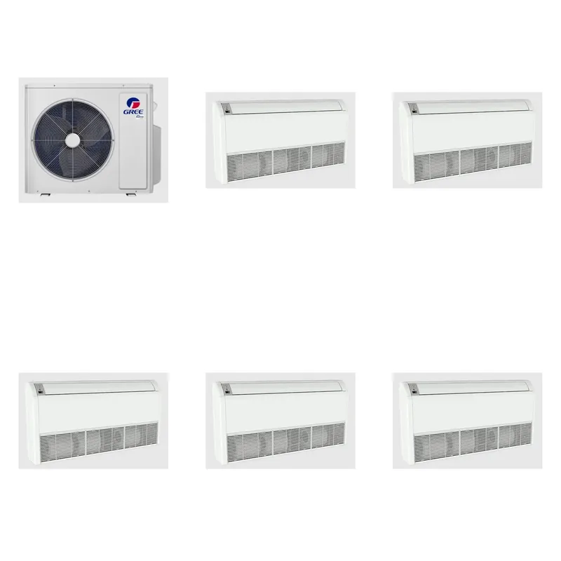 GREE 42000 BTU R-32 21 SEER2 5-Zone Ductless Mini Split Heat Pump System - 9K+9K+9K+9K+12K