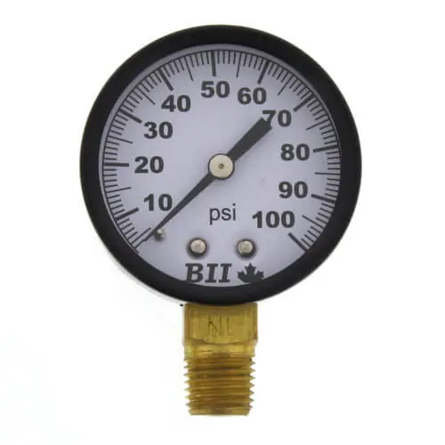 Boshart PG-100NL 1/4 inches NPT, 2 inches Dial, Lower Mount No Lead Pressure Gauge (0-100 PSI)