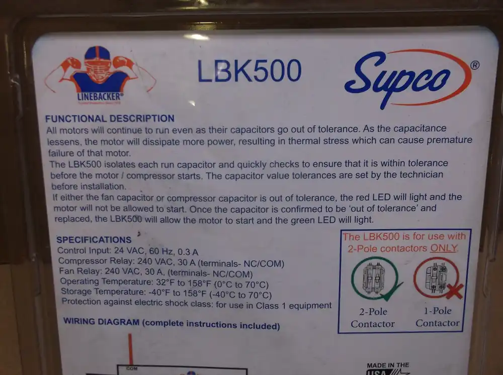 Supco LBK500 Linebacker® Motorizer® - HVAC Compressor & Motor Protection