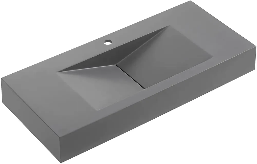 Serene Valley SVWS606-36GR 36 inches Floating or Countertop Bathroom Sink V-Shape Drain Design