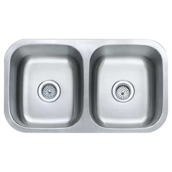 Compass Manufacturing 712-6317 Stainless Steel 31-1/8 inches x 18 inches 50/50 Double Bowl Under-Mount Sink