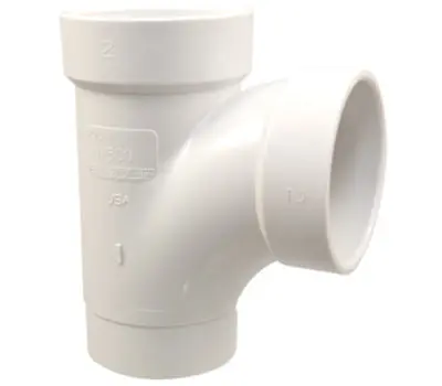 Nibco 48112R 4 in. Spigot x 4 in. Hub x 2 in. Hub PVC DWV Sanitary Reducing Street Tee