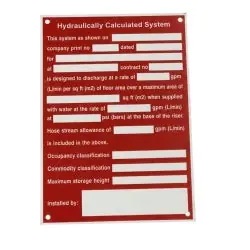 Fire Protection Prod 02-077-00 FPPI Hydraulic System Sign 7 in x 5 in