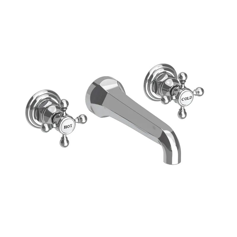 Newport Brass 3-921/26 Lavatory Faucet Astor Wall Mount 8 Inch Spread 2 Cross ADA Watersense 1.2 Gallons Per Minute Brass Less Drain Spout Reach 7-1/2 Inch