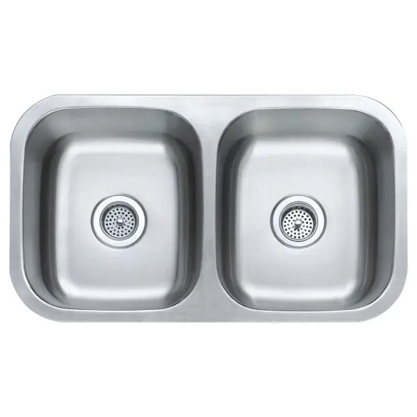 Compass Manufacturing 481-0590 Stainless Steel 31-1/8 inches x 18 inches 50/50 Double Bowl Under-Mount Sink
