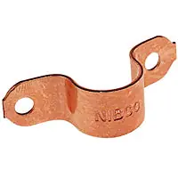 Copper Fitting 9213350 2-Hole Tube Strap, 3/8 in Copper