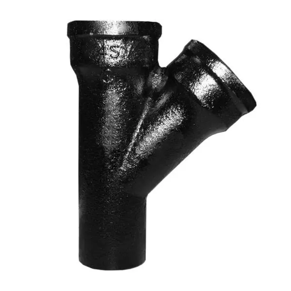 Ab&I 1652 4 inches X 2 inches Cast Iron No Hub Upright WYE