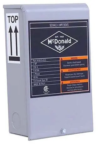 Ay Mcdonald 6619-004 control box 1/2hp 115v 60hz 1ph standard