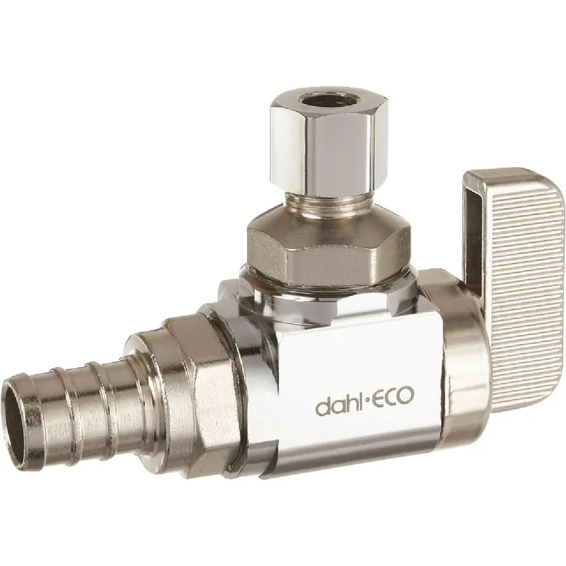 Dahl 611-PX3-30-BAG 1/2 inches PEX Crimp x 1/4 OD Comp Angle Stop Valve