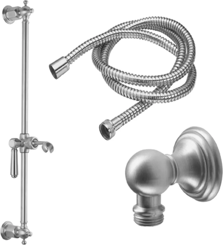 California Faucets 9129-33-PN Montecito Slide Bar Handshower Kit Lined Base Lever Handle
