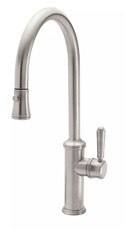 California Faucets K10-100-48-SB Davoli Pull-Down Faucet High Spout Button Sprayer 48 Series Handle