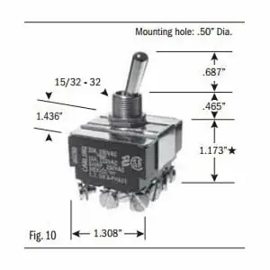 Selecta SS219-BG Heavy Duty Toggle Switch 125/250 VAC 15/10 A 3/4 hp 4PDT
