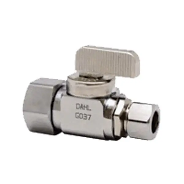Dahl 511-32-31-BAG Mini-Ball Straight Supply Stop - 1/4 Turn, 1/2 inches x 3/8 inches Comp.