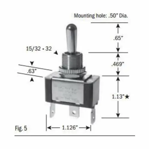 Selecta SS206CP-BG Heavy Duty Toggle Switch 125 VAC, 250 VDC 15/10 A 3/4 hp SPDT Contact