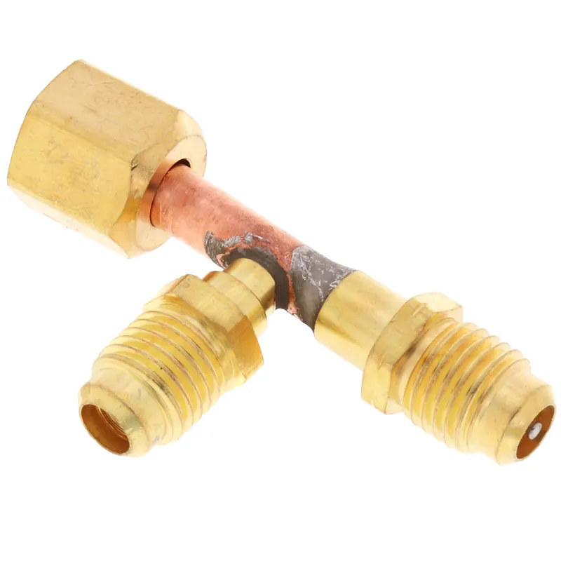 C&D Valve CD9601/2 Tee 1/4 inches F. Flare w/ Depressor Tip x 1/4 inches M. Flare Access x 1/4 inches M. Flare (Pack of 2)