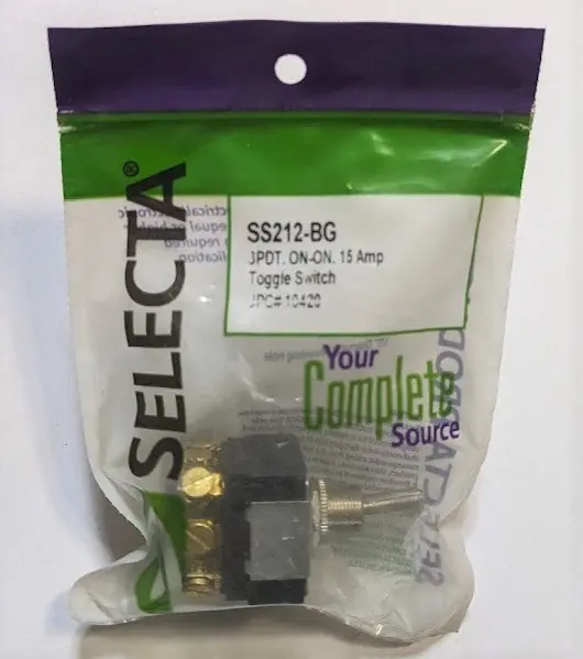 Selecta SS212-BG Toggle Switch 15A-125v/10A-250v 3PDT On-On (OBS)