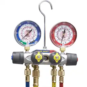 Yellow Jacket YJ-49975 4-Valve R32/4454B/410A Titan Manifold w/ Ball Valve Hoses