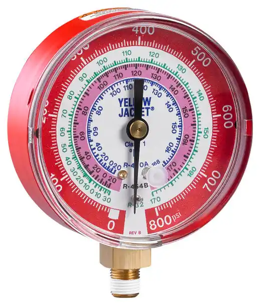 Yellow Jacket YJ-49117 3-1/8 Red Compound Gauge R32/454B/410A A2L Certified