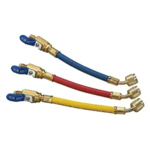 Yellow Jacket YJ-25980 1/4 Yellow/Blue/Red Flexflow Ball Valve Adapter Hoses - 9