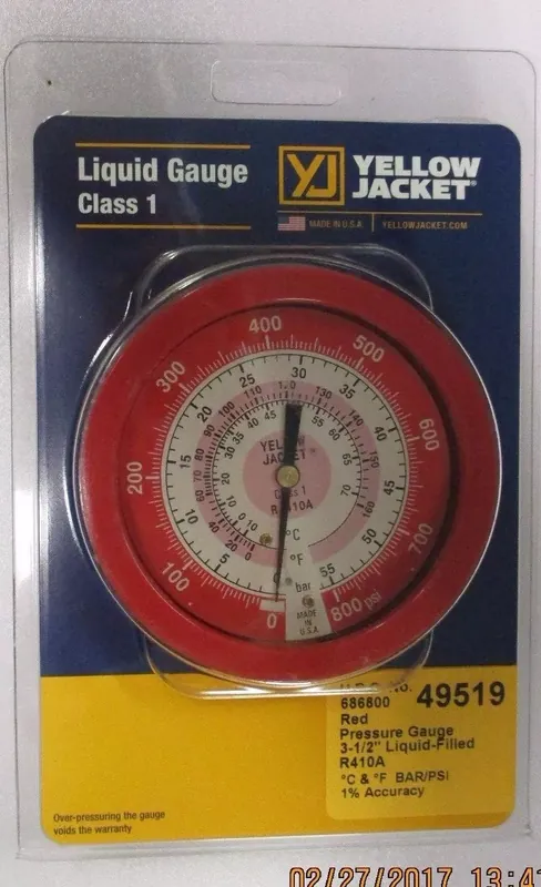 Yellow Jacket 49519 Gauge Red 410A Liq Fill