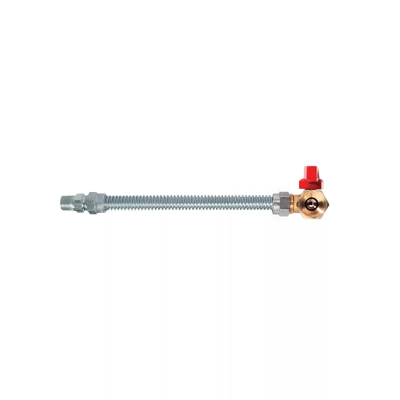Dormont 30-4245-36 5/8 inches OD, 1/2 inches ID Stainless Steel Gas Connector, 3/4 inches FIP x 3/4 inches FIP Ball Valve, 36 inches Length