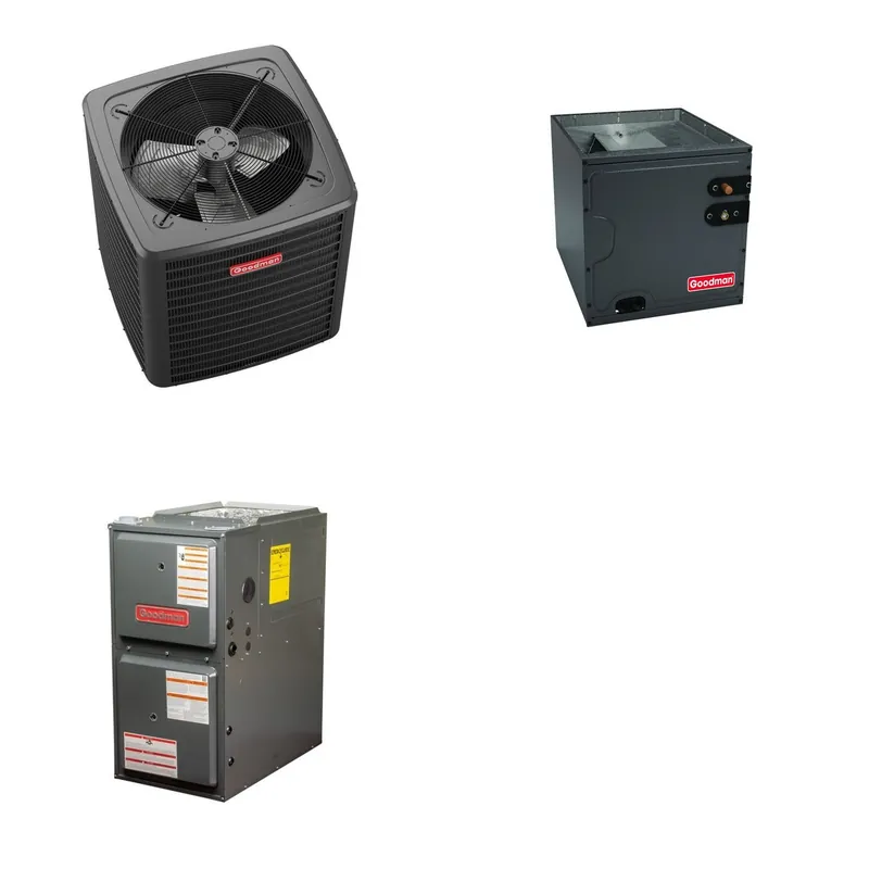 GOODMAN GLXS5BA2410+CAUTA3626B3+GR9S960803BN - 2 Ton Ducted Air Conditioner & Gas Furnace System - R-32