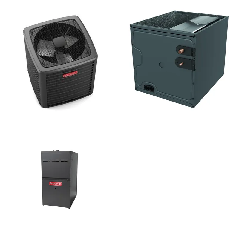 GOODMAN GLXS5BA1810+CAPTA1818A3+GR9S800603BN - 1.5 Ton Ducted Air Conditioner & Gas Furnace System - R-32