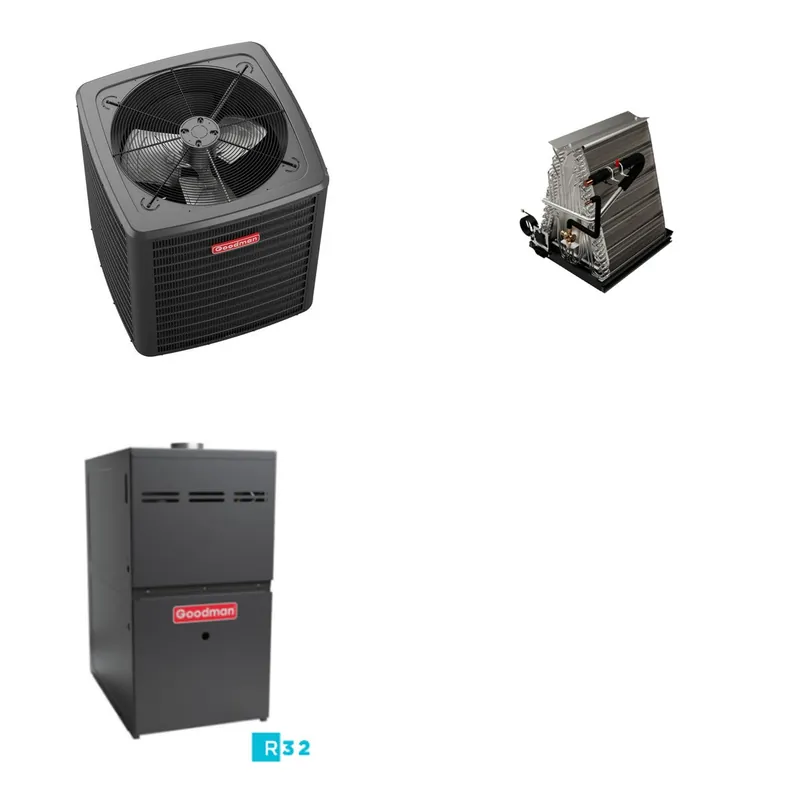 GOODMAN GLXS5BA6010+CAUTA6030D3+GR9S801005CN - 5 Ton Ducted Air Conditioner & Gas Furnace System - R-32