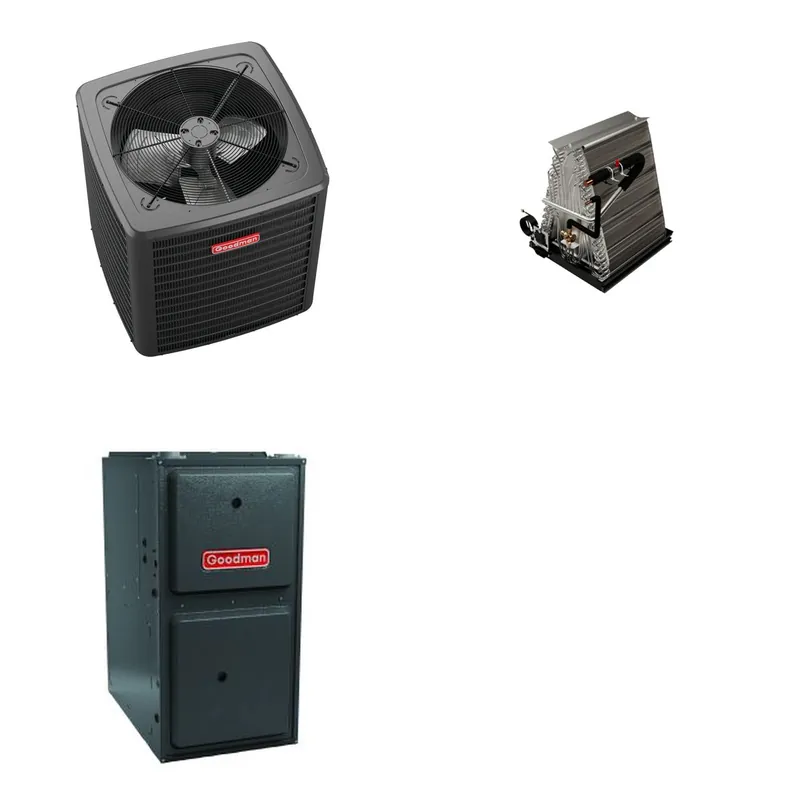 GOODMAN GLXS4BA1810+CAUTA1818B3+GR9S960403BU - 1.5 Ton Ducted Air Conditioner & Gas Furnace System - R-32