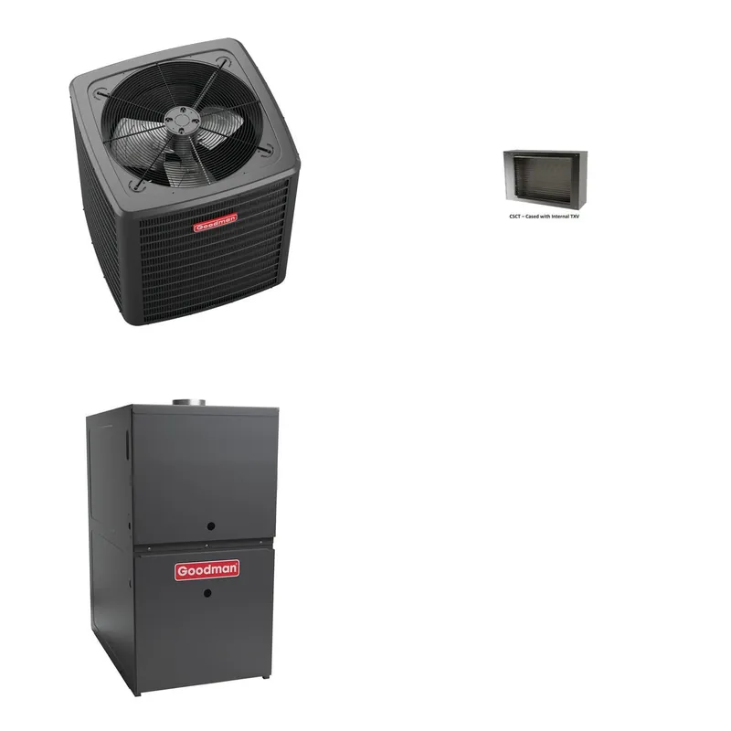 GOODMAN GLXS4BA3010+CSCT3012M3+GR9S800804BU - 2.5 Ton Ducted Air Conditioner & Gas Furnace System - R-32