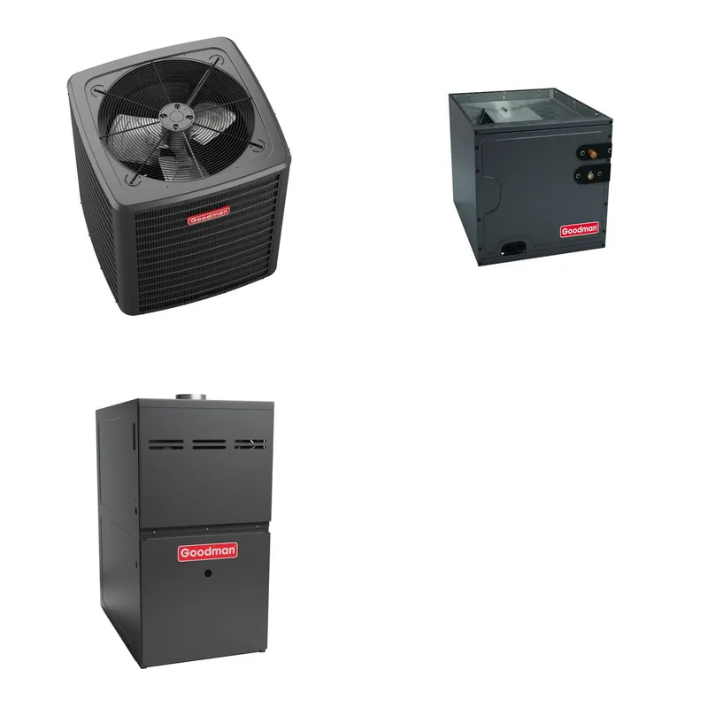 GOODMAN GLXS5BA2410+CAUTA3626B3+GR9S800804CN - 2 Ton Ducted Air Conditioner & Gas Furnace System - R-32