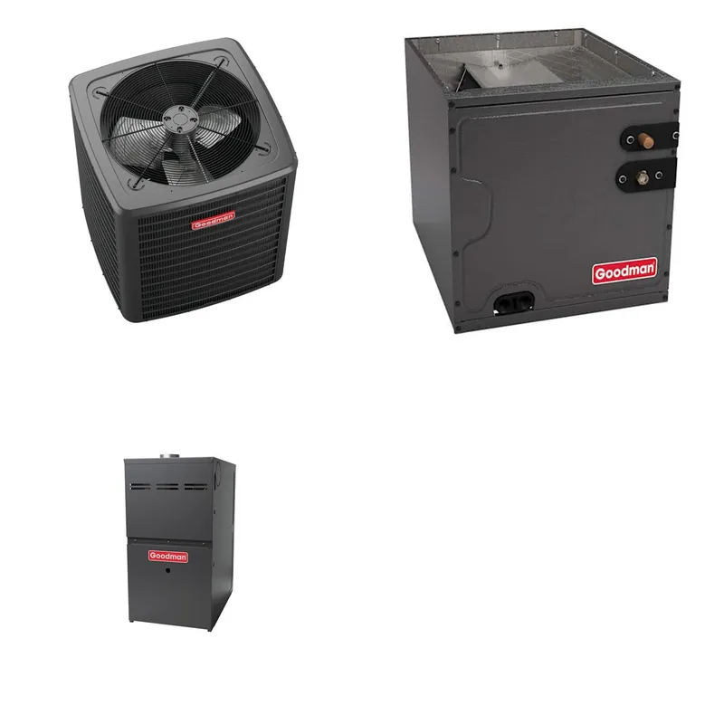 GOODMAN GLXS4BA1810+CAPTA2422C3+GR9S800603BN - 1.5 Ton Ducted Air Conditioner & Gas Furnace System - R-32