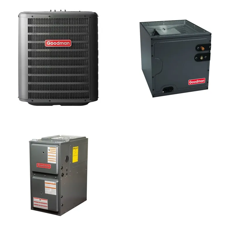 GOODMAN GLZS4BA2410+CAUTA2422B3+GR9S960803BN - 24K BTU Ducted Heat Pump System - R-32