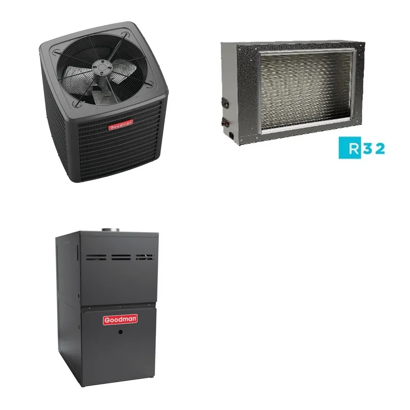 GOODMAN GLXS4BA3610+CSCT3612L3+GR9S921004CN - 3 Ton Ducted Air Conditioner & Gas Furnace System - R-32