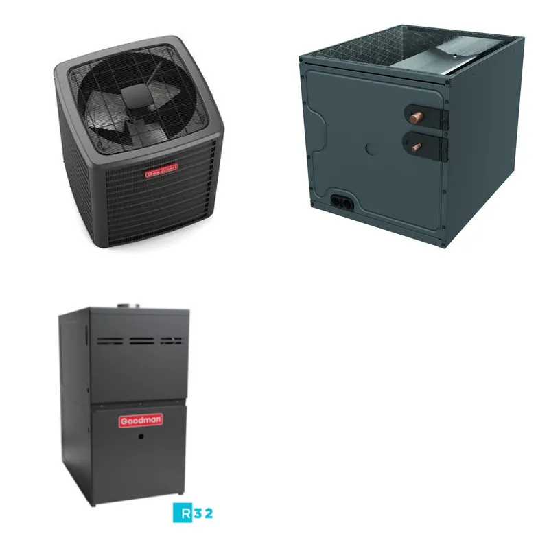 GOODMAN GLXS5BA4810+CAPTA6030C3+GR9S801005CN - 4 Ton Ducted Air Conditioner & Gas Furnace System - R-32