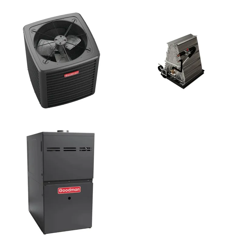GOODMAN GLXS4BA3010+CAUTA3026C3+GR9S960403AN - 2.5 Ton Ducted Air Conditioner & Gas Furnace System - R-32