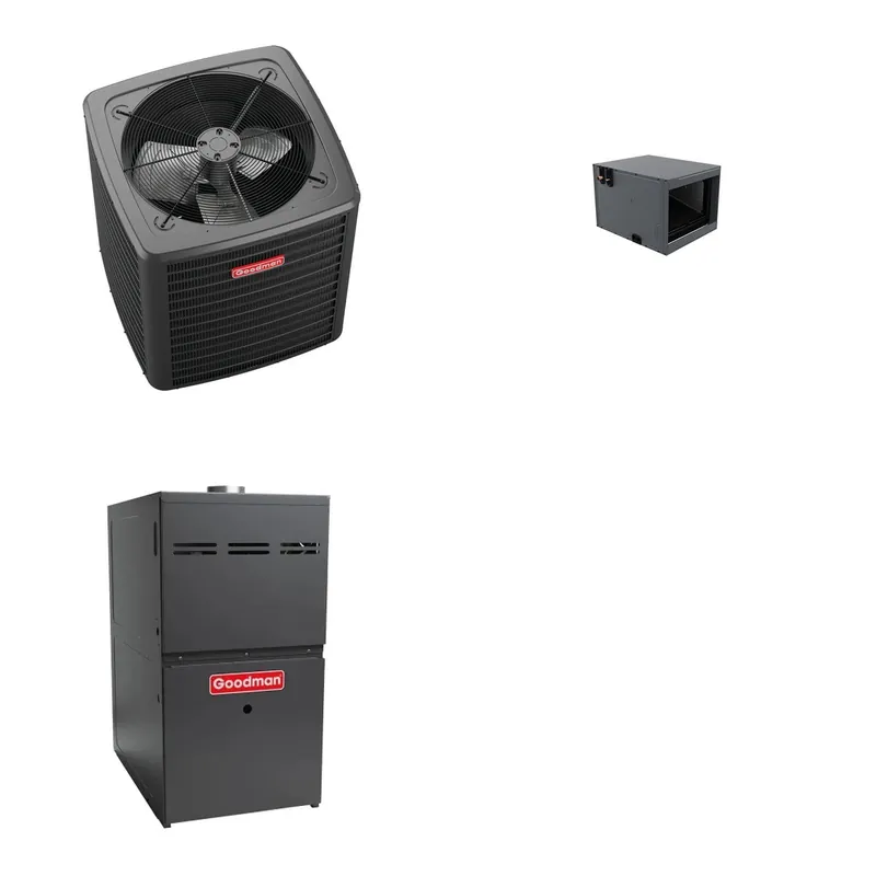 GOODMAN GLXS4BA3010+CHPTA3026C3+GR9S800805CU - 2.5 Ton Ducted Air Conditioner & Gas Furnace System - R-32