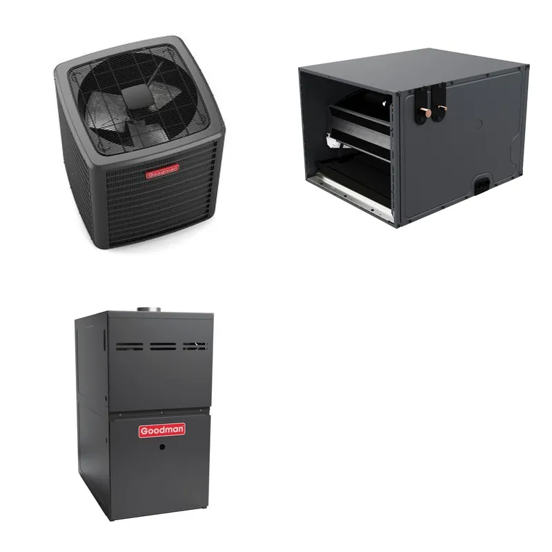 GOODMAN GLXS5BA4810+CHPTA6030D3+GR9S960805CN - 4 Ton Ducted Air Conditioner & Gas Furnace System - R-32