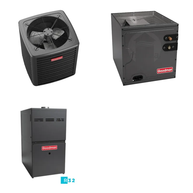 GOODMAN GLXS5BA3010+CAPTA3026C3+GR9S801005CN - 2.5 Ton Ducted Air Conditioner & Gas Furnace System - R-32