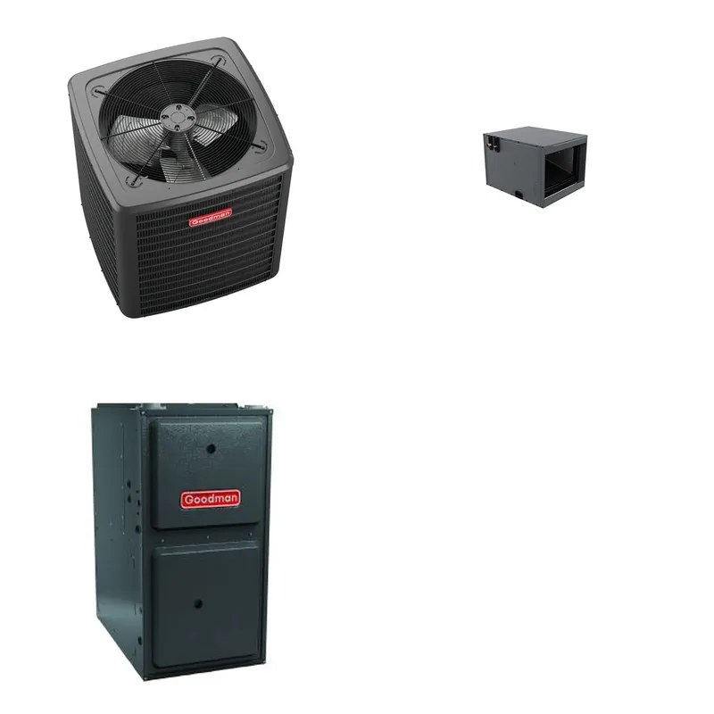 GOODMAN GLXS4BA3010+CHPTA3026C3+GR9S960403BU - 2.5 Ton Ducted Air Conditioner & Gas Furnace System - R-32