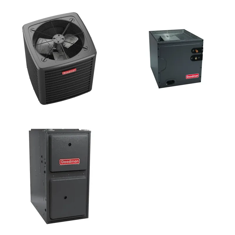 GOODMAN GLXS5BA3610+CAUTA4230C3+GR9S800803BN - 3 Ton Ducted Air Conditioner & Gas Furnace System - R-32