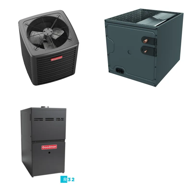 GOODMAN GLXS5BA3610+CAPTA4230C3+GR9S801005CN - 3 Ton Ducted Air Conditioner & Gas Furnace System - R-32