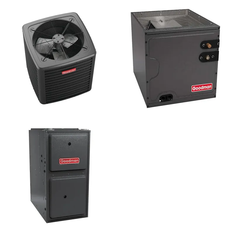 GOODMAN GLXS4BA2410+CAPTA2422C3+GR9S800803BN - 2 Ton Ducted Air Conditioner & Gas Furnace System - R-32