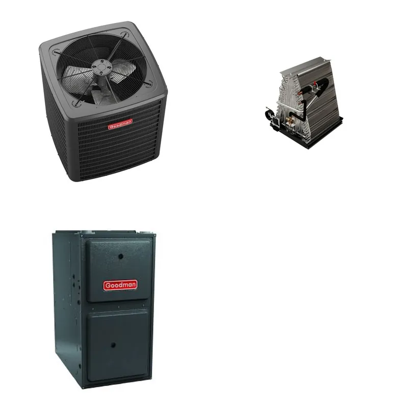 GOODMAN GLXS5BA3010+CAUTA3026B3+GR9S960403BU - 2.5 Ton Ducted Air Conditioner & Gas Furnace System - R-32