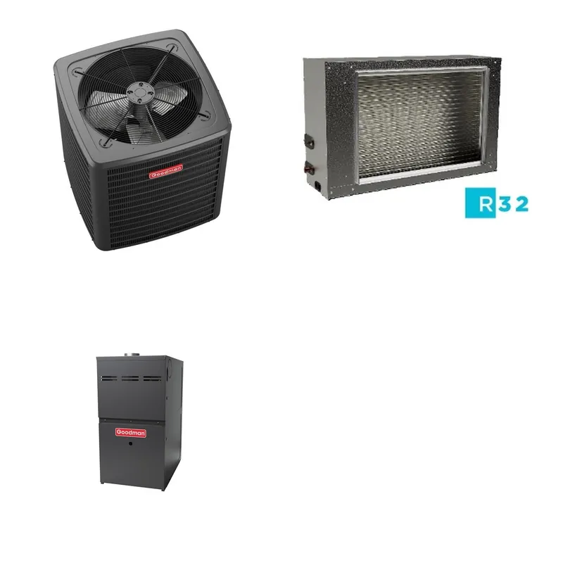 GOODMAN GLXS5BA4210+CSCT6012L3+GR9S800805CN - 3.5 Ton Ducted Air Conditioner & Gas Furnace System - R-32
