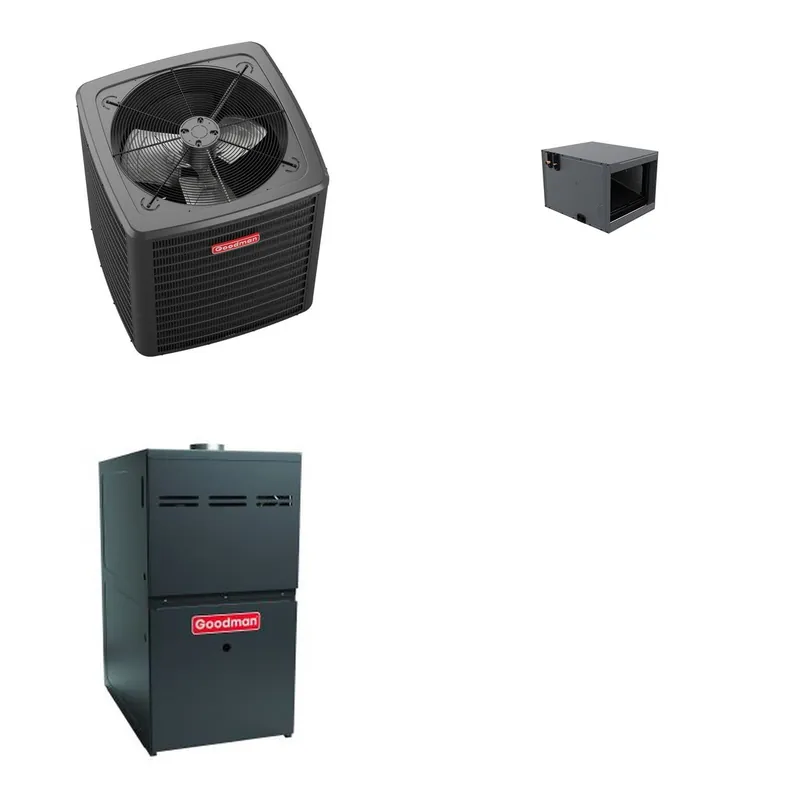GOODMAN GLXS5BA3010+CHPTA3630C3+GR9S960805CU - 2.5 Ton Ducted Air Conditioner & Gas Furnace System - R-32