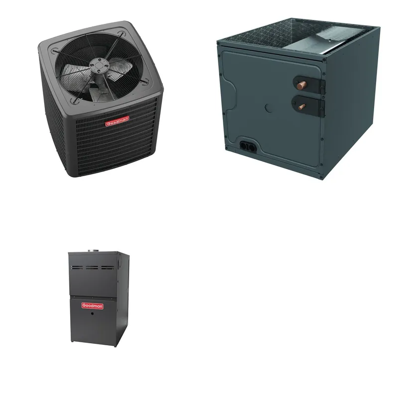 GOODMAN GLXS4BA2410+CAPTA2422B3+GR9S800603BN - 2 Ton Ducted Air Conditioner & Gas Furnace System - R-32