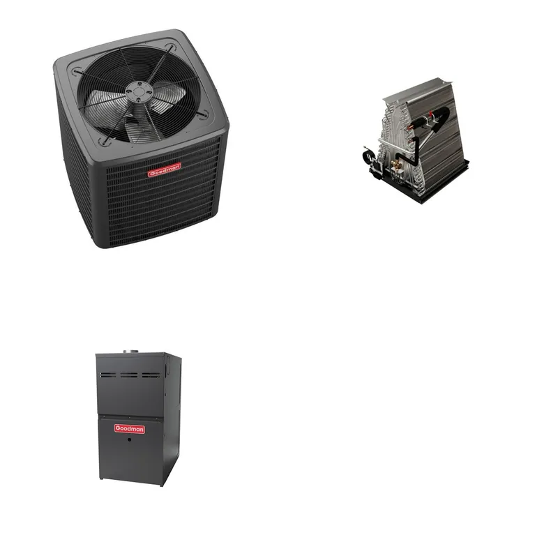 GOODMAN GLXS5BA3010+CAUTA3026C3+GR9S800805CN - 2.5 Ton Ducted Air Conditioner & Gas Furnace System - R-32