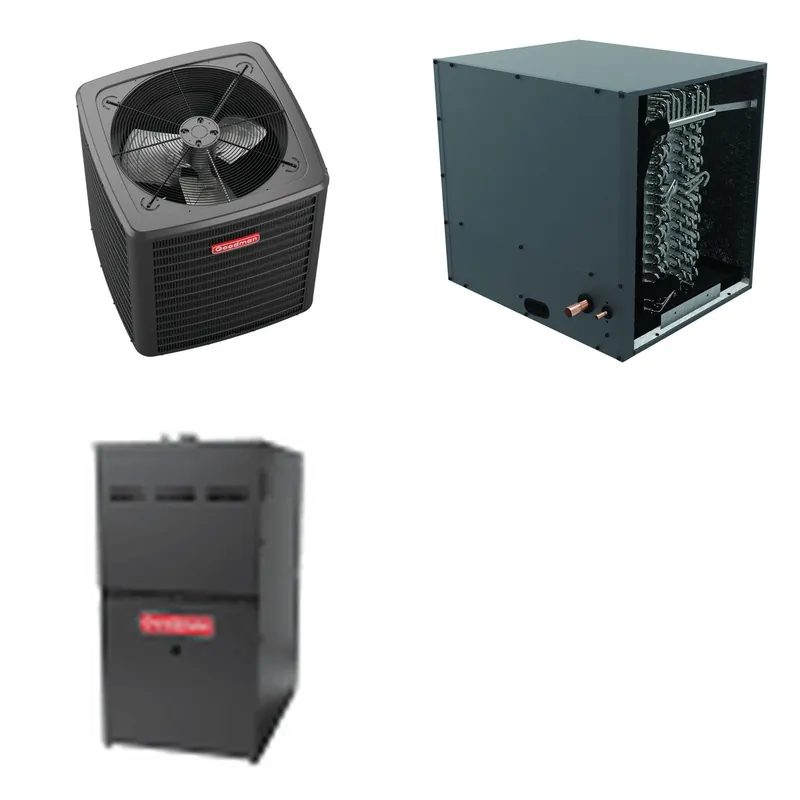 GOODMAN GLXS4BA2410+CHPTA2426B3+GR9S800804BN - 2 Ton Ducted Air Conditioner & Gas Furnace System - R-32